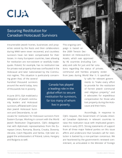 Securing Restitution for Canadian Holocaust Survivors