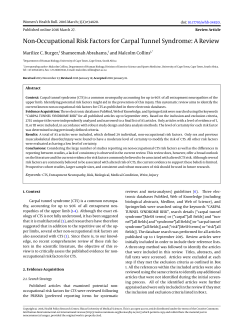 Non-Occupational Risk Factors for Carpal Tunnel Syndrome: A