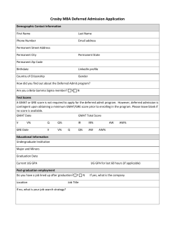 Crosby MBA Deferred Admission Application