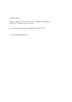 (The Case of Ti. Claudius Aug. lib. Classicus) aus: Zeitschrift f&uuml;r