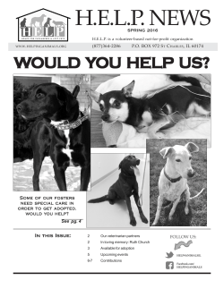 Spring Newsletter 2016 - Homes for Endangered and Lost Pets