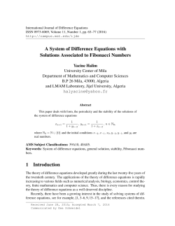 A System of Difference Equations with Solutions Associated to