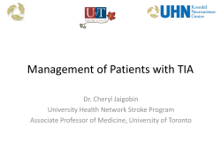 Management of patients with TIA