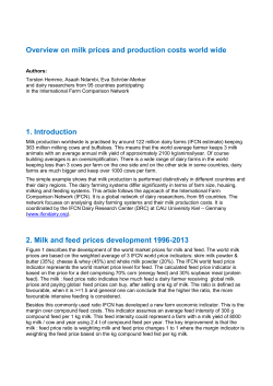 Overview on milk prices and production costs world wide 1