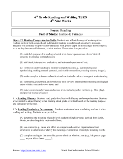 6th Grade Reading and Writing TEKS 4th Nine Weeks