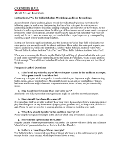 Instructions/FAQ for Tallis Scholars Workshop