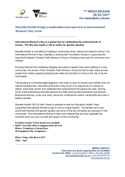 *** MEDIA RELEASE 28/02/2017 For immediate release Dianella