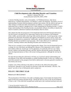 Child Development with a Bleeding Disorder and Transition INFANT