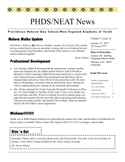 PHDS/NEAT News - Providence Hebrew Day School