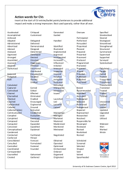 Action words for CVs - University of St Andrews