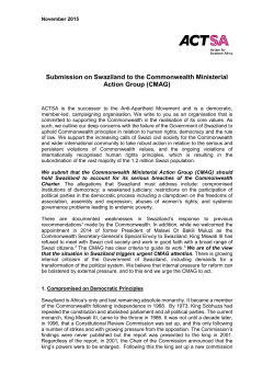 ACTSA Submission on Swaziland to the Commonwealth Ministerial