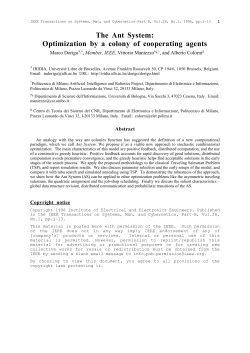 The Ant System: Optimization by a colony of cooperating
