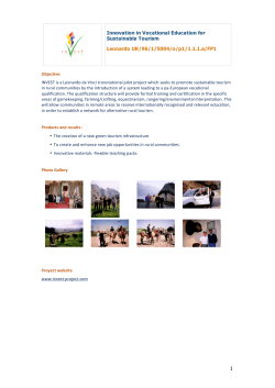 INVEST is a Leonardo da Vinci transnational pilot project which see