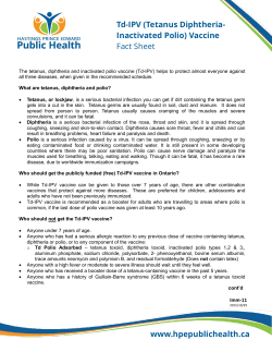 Td-IPV (Tetanus Diphtheria- Inactivated Polio) Vaccine Fact Sheet