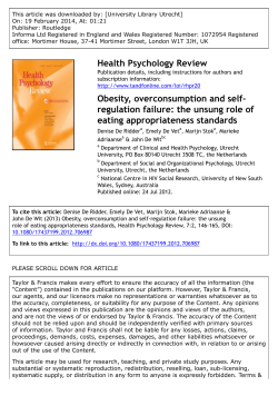 Obesity, overconsumption and self-regulation - self regulation-lab