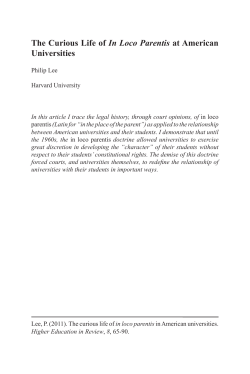 In Loco Parentis - Scholars at Harvard