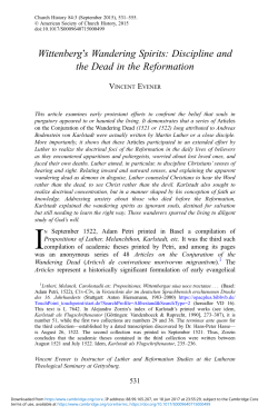 Wittenberg`s Wandering Spirits: Discipline and the Dead in the