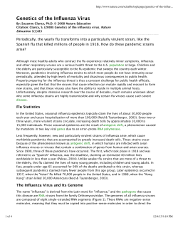 2008 flu virus - Honors 210G (Section 01): Ebola