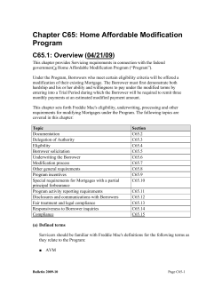 Chapter C65, Home Affordable Modification Program