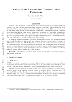 Activity in the lunar surface: Transient Lunar Phenomena