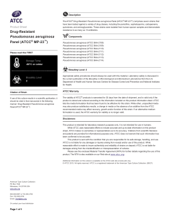 DrugResistant Pseudomonas aeruginosa Panel (ATCC&reg; MP23&trade;)