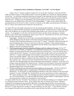 Grasping the Elusive Definition of Miniature Art in 2007