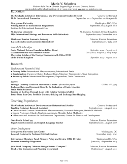 Maria V. Sokolova: Curriculum Vitae