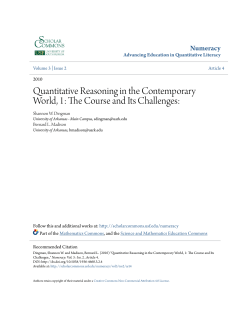 Quantitative Reasoning in the Contemporary World, 1: The Course