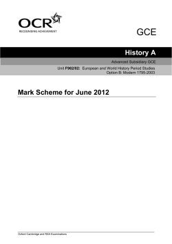 Unit F962/02 - European and world history period studies