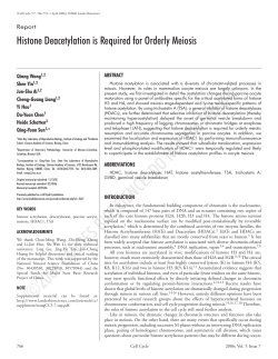 Histone Deacetylation is Required for Orderly Meiosis