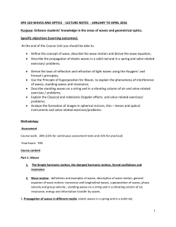 1 SPH 103 WAVES AND OPTICS - LECTURE NOTES