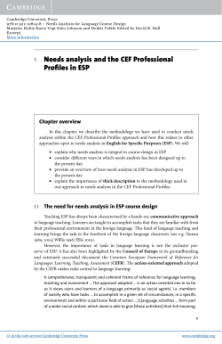 1 Needs analysis and the CEF Professional Profiles in ESP
