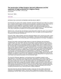 The persecution of West Virginia Jehovah`s
