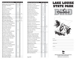 Lake Louise State Park Bird Checklist