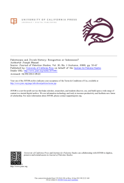 Palestinians and Jewish History - Graduate Institute of International