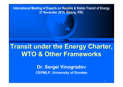 Dr. Sergei Vinogradov: Transit under the Energy Charter, WTO