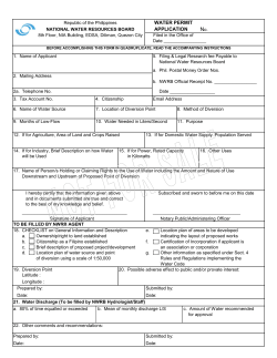 Water Permit Application Form - National Water Resources Board