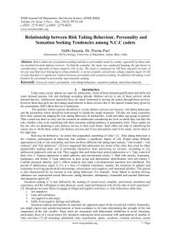 Relationship between Risk Taking Behaviour