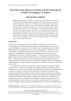 The Nation State, Resource Conflict, and the Challenges of &ldquo;Former