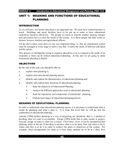 UNIT 1: MEANING AND FUNCTIONS OF EDUCATIONAL PLANNING