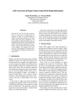 G2P Conversion of Proper Names Using Word Origin Information
