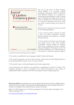 The aim of the Journal of Modern European History