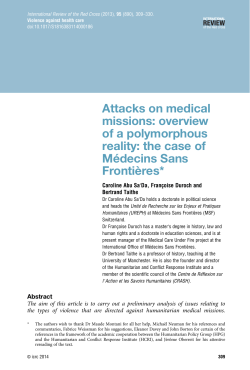 Attacks on medical missions: overview of a polymorphous reality: the