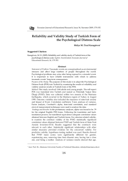 Reliability and Validity Study of Turkish Form of the