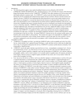 Open Internet Disclosure