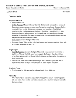 Lesson 2: Jesus, the Light of the World, Is Born