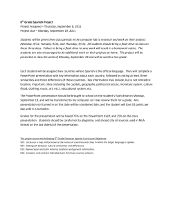 8th Grade Spanish Project Project Assigned &ndash; Thursday, September