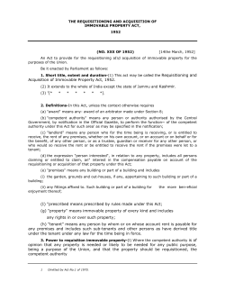 Acquisition of Immovable Property Act, 1952. (I) "prescribed means