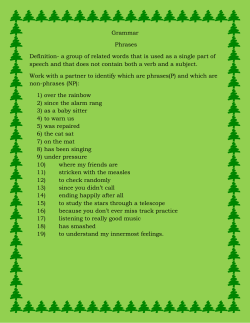 Grammar Phrases Definition- a group of related words