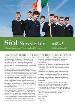 S&iacute;ol Newsletter - Edmund Rice Schools Trust